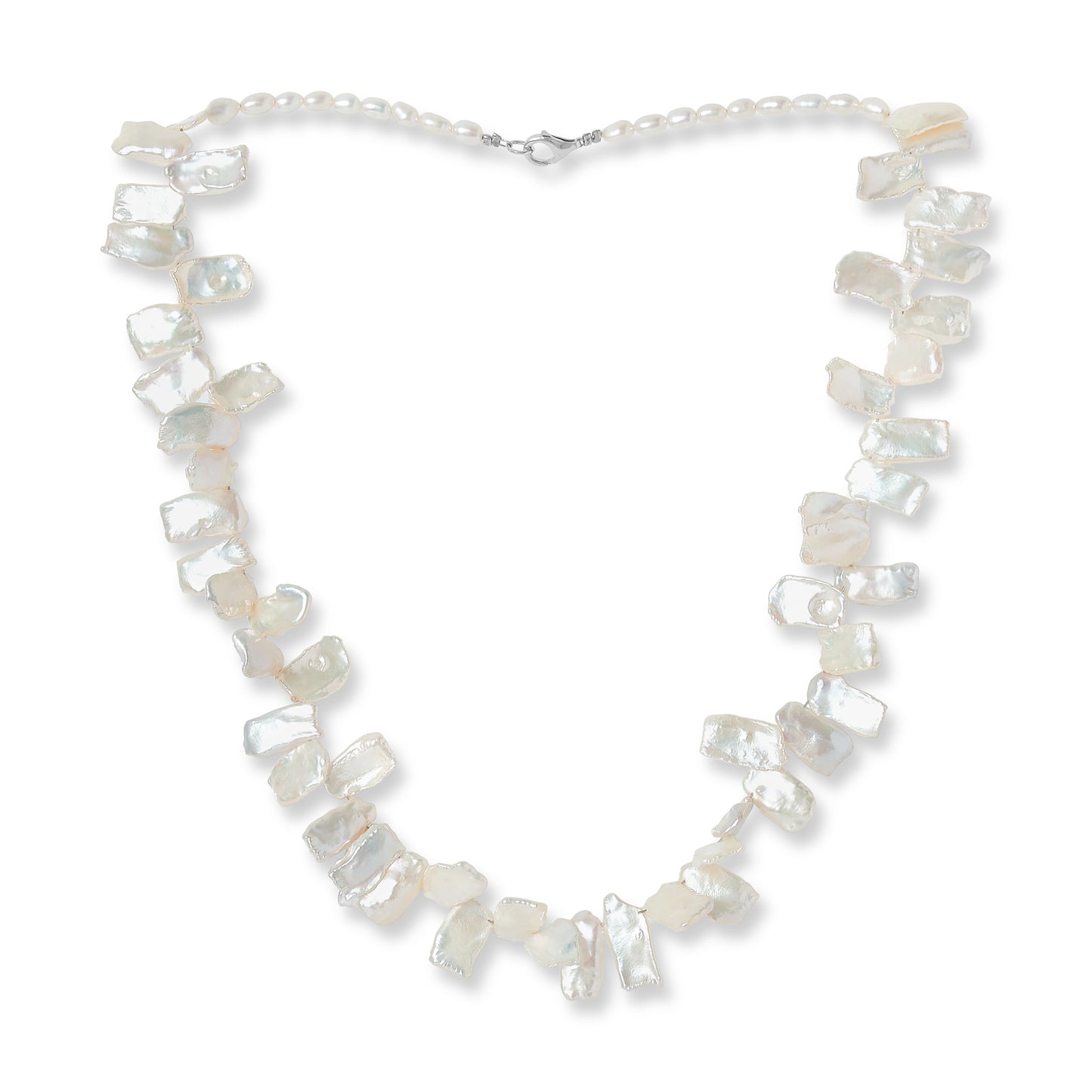 Decus white keishi and oval round cultured freshwater pearl necklace