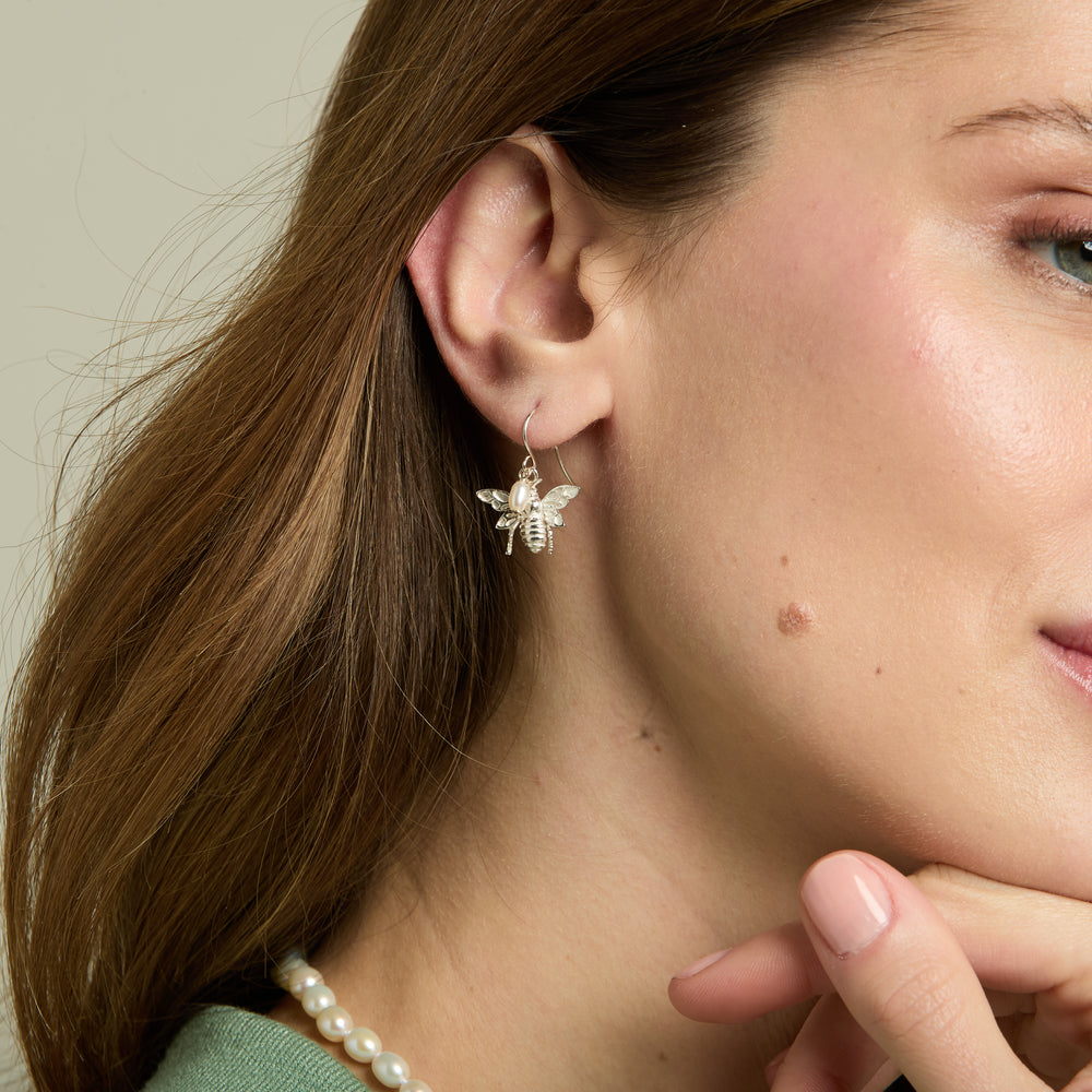 
                  
                    Vita Silver Bumble Bee & Cultured Freshwater Pearl Drop Earrings
                  
                
