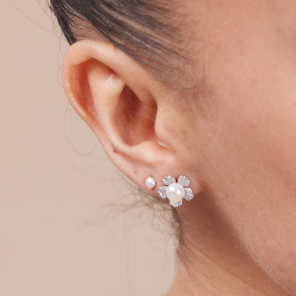 
                  
                    Stella silver sparkle flower studs with cultured freshwater pearls
                  
                