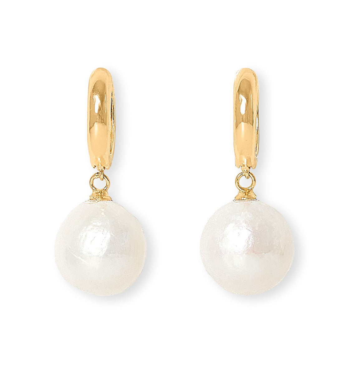 Credo chunky gold hoop earrings with baroque cultured freshwater pearls