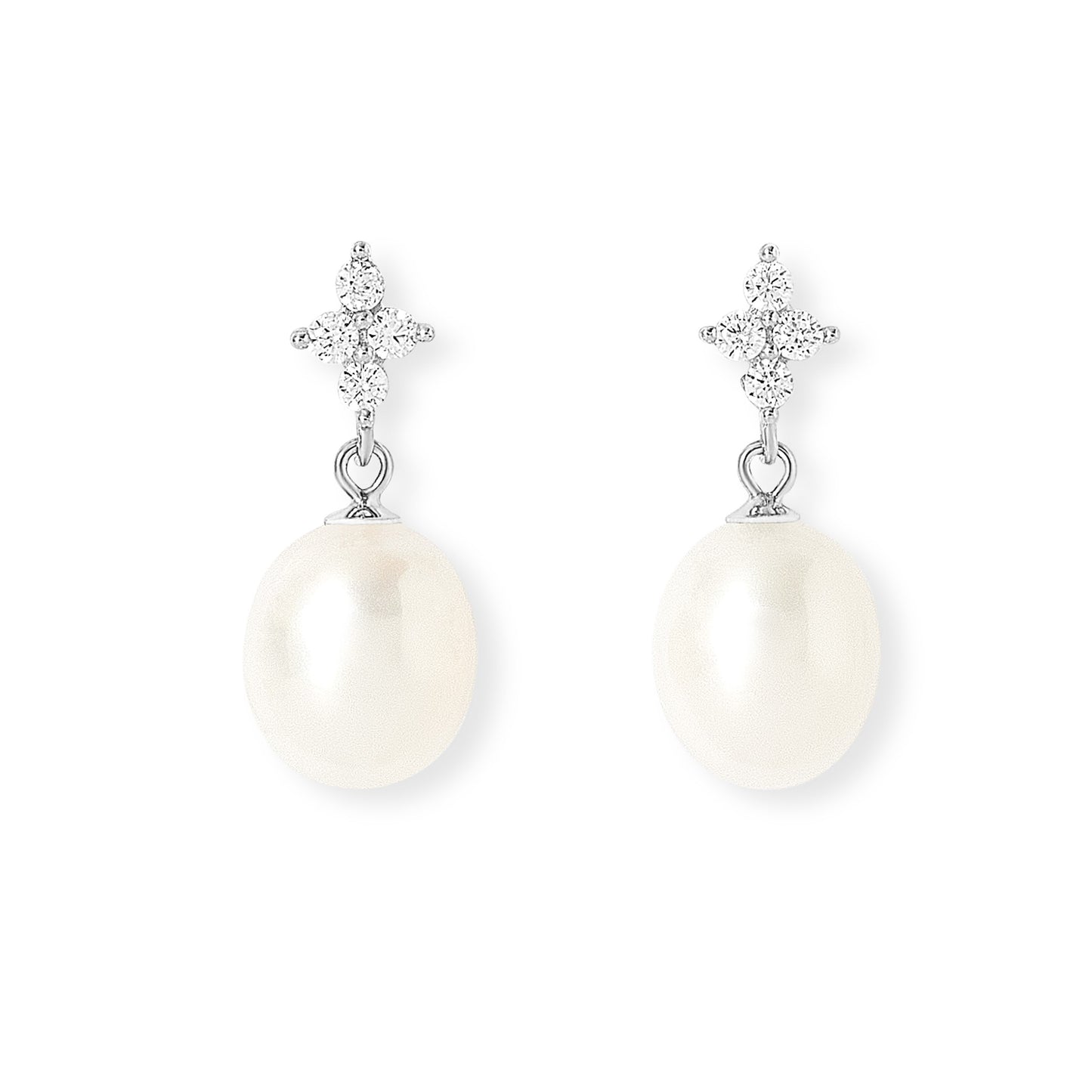 Stella Sparkle Cubic Zirconia Drop Earrings With Cultured Freshwater Pearls