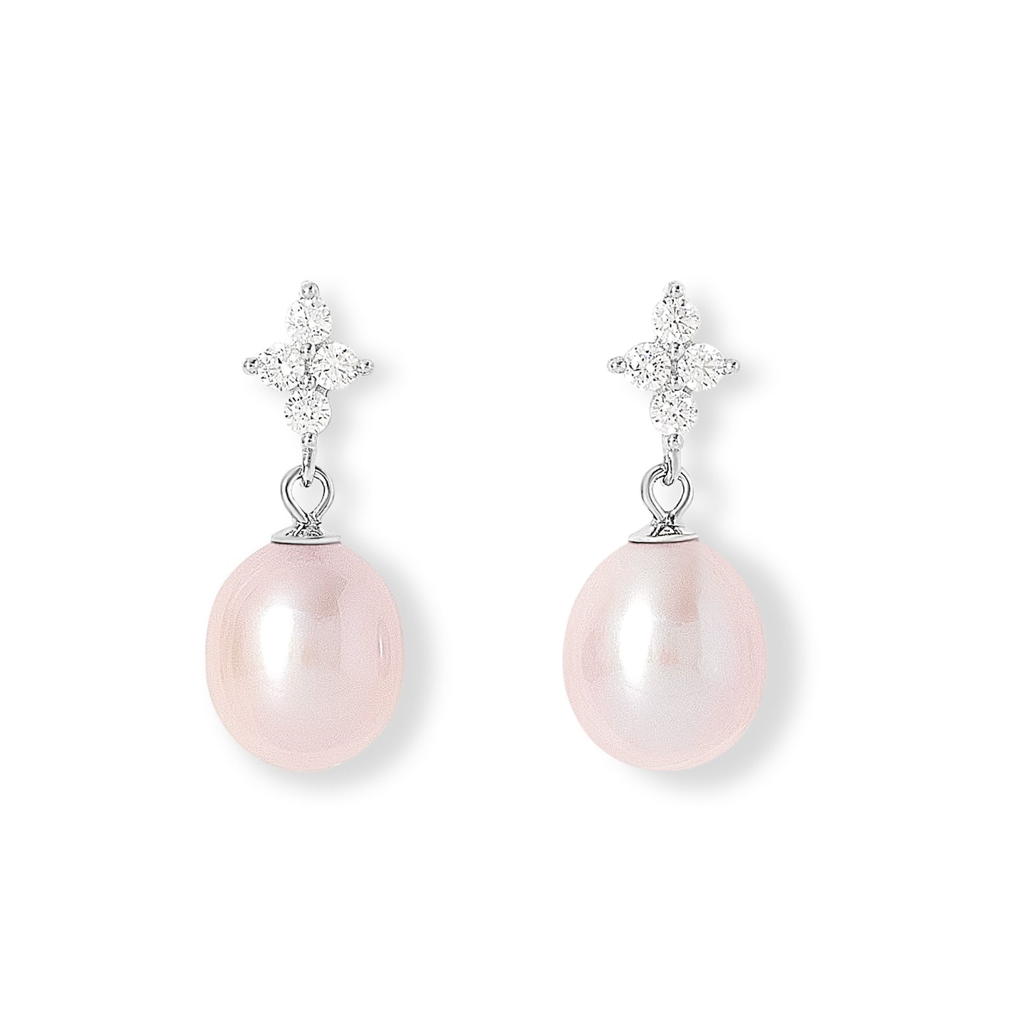 Stella Sparkle Cubic Zirconia Drop Earrings With Pink Cultured Freshwater Pearls