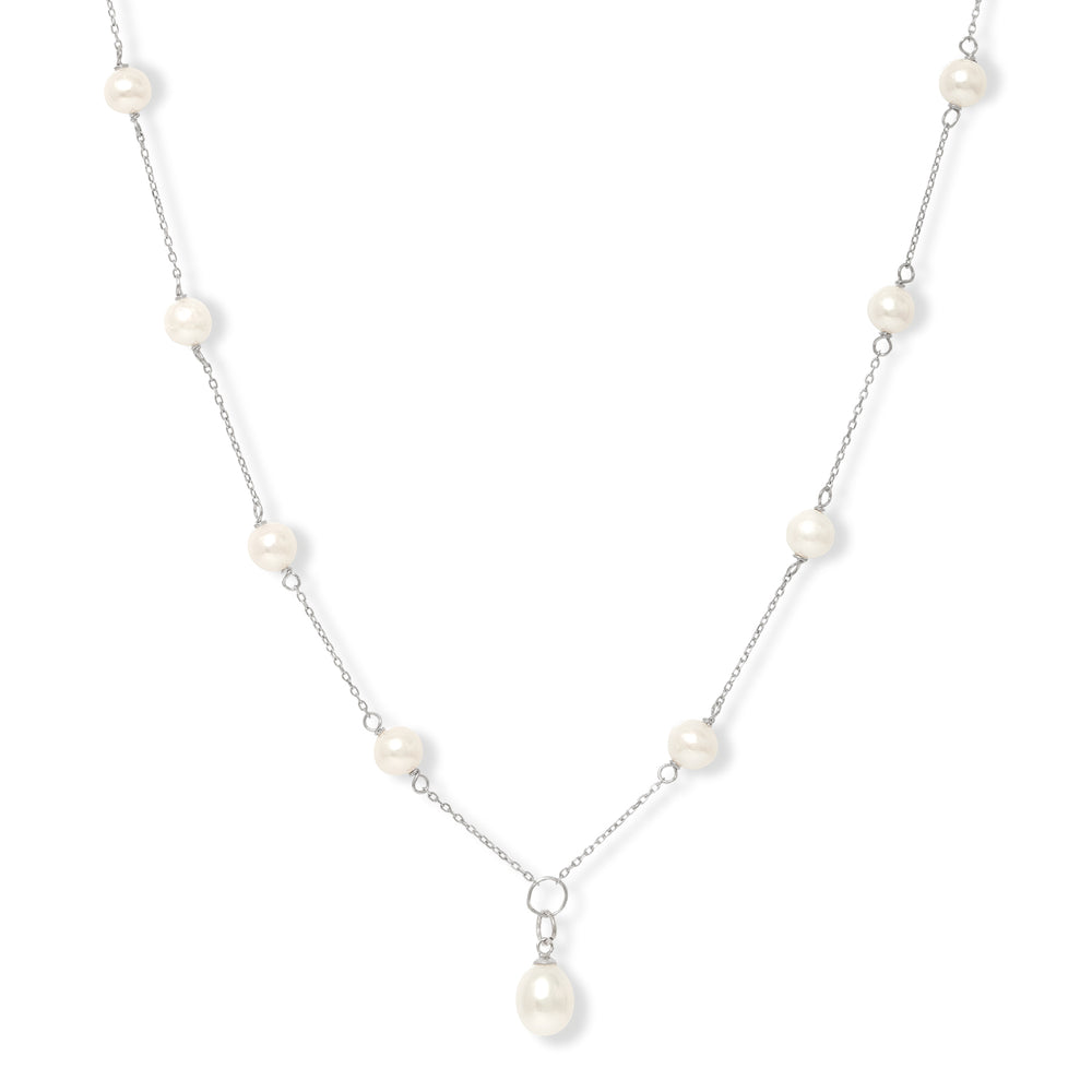 
                  
                    Gratia fine sterling silver chain necklace with cultured freshwater pearls & pendant drop
                  
                