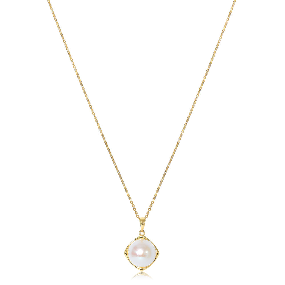 
                  
                    Gratia cultured freshwater pearl pendant set in a golden square
                  
                