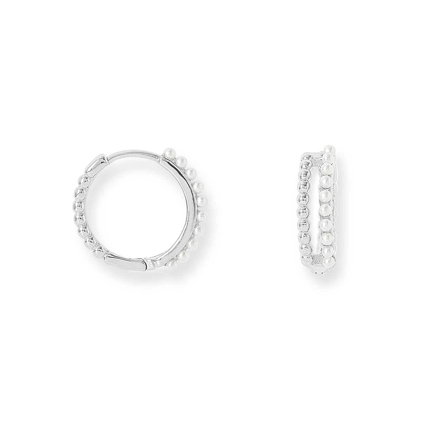 Gratia double sterling silver hoop earrings with delicate mother of pearl beads