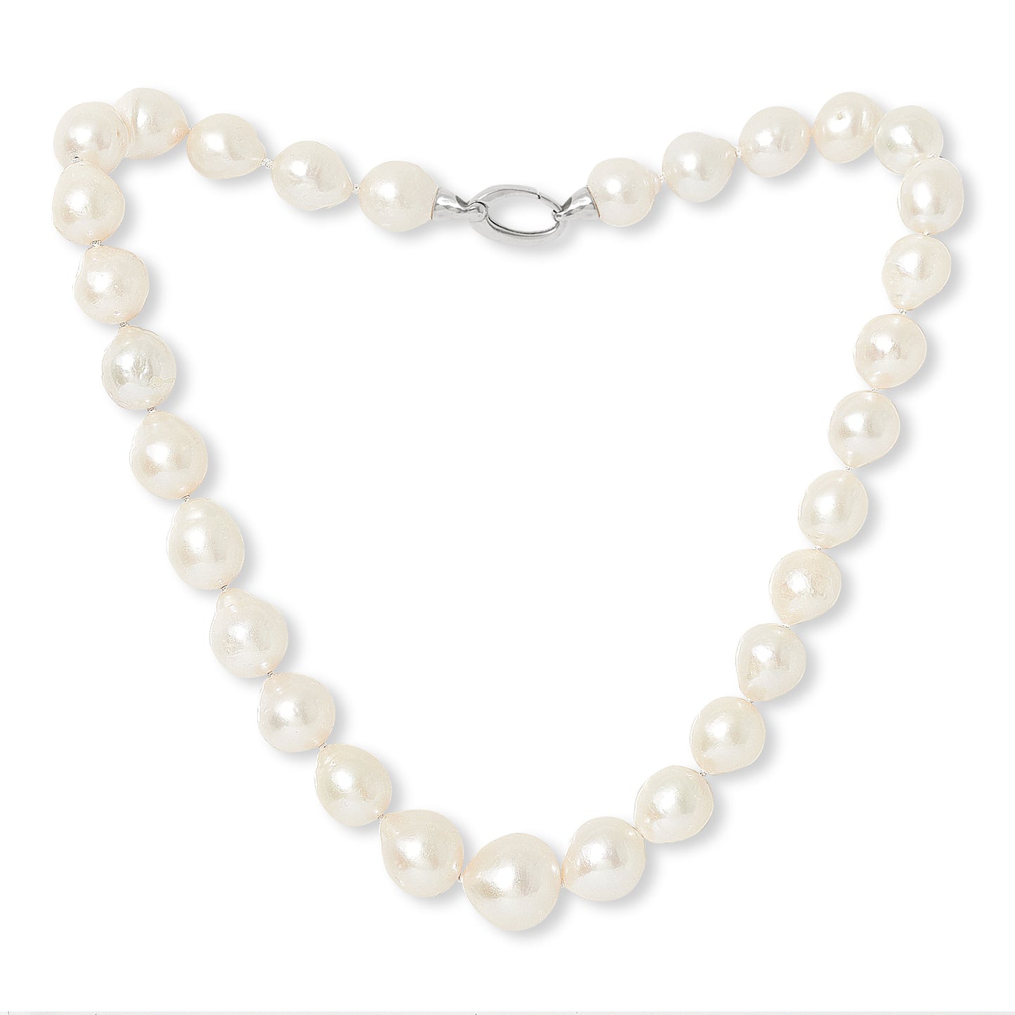 Gratia large white cultured freshwater pearl necklace with sterling silver clasp