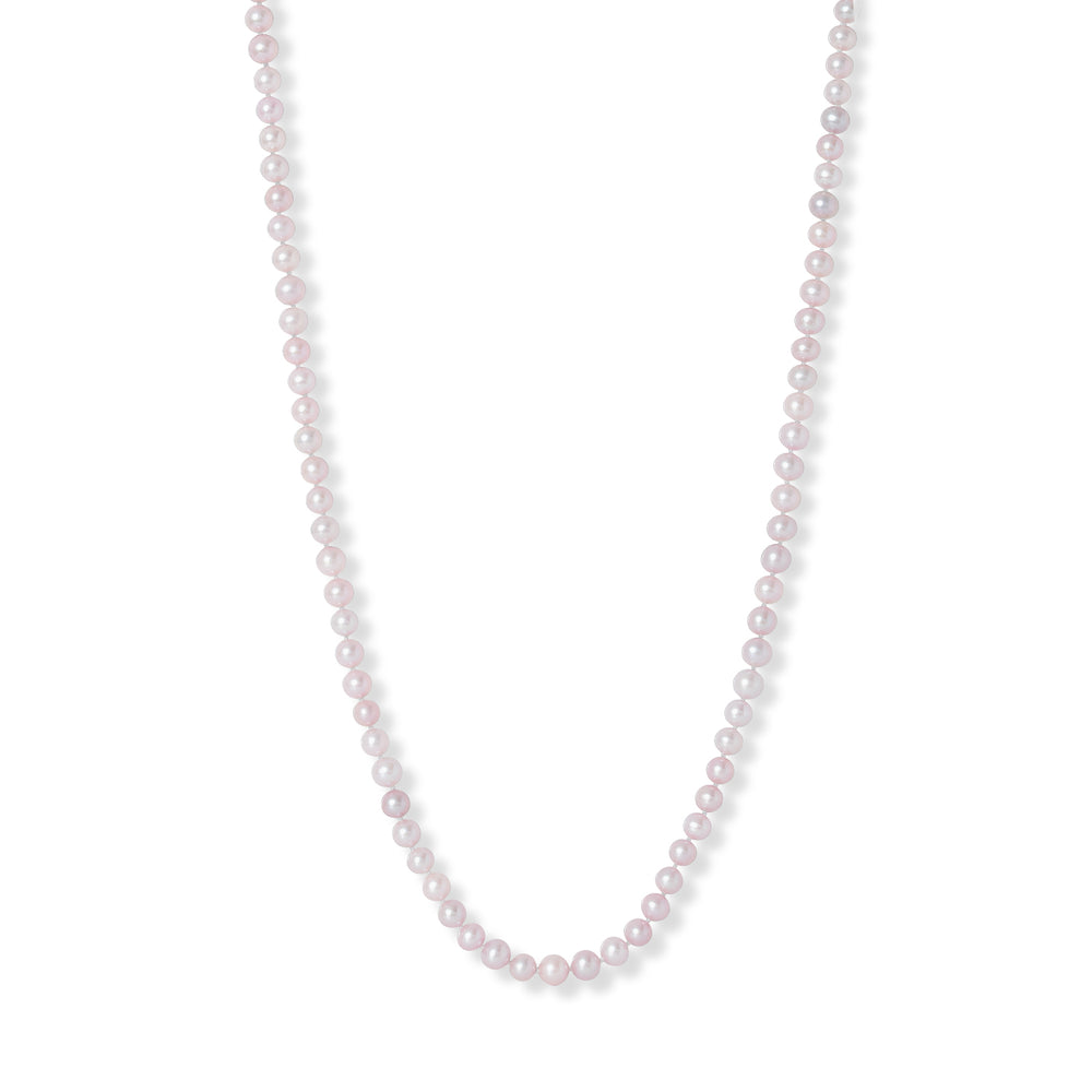 
                  
                    Gratia 8mm almost round pink cultured freshwater pearl necklace loop necklace
                  
                