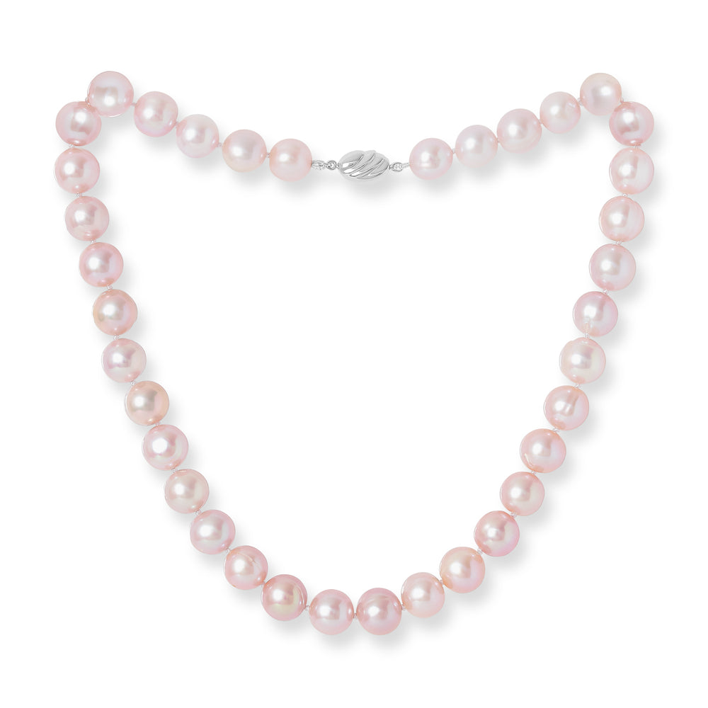 Gratia 10mm almost round pink baroque cultured freshwater pearl necklace