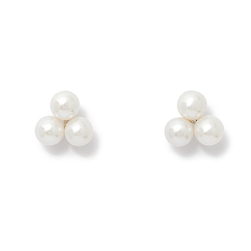 Gratia triple cultured freshwater pearl stud earrings