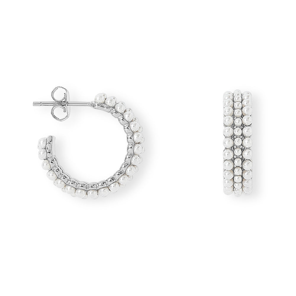 Gratia triple mother of pearl hoop earrings set in silver