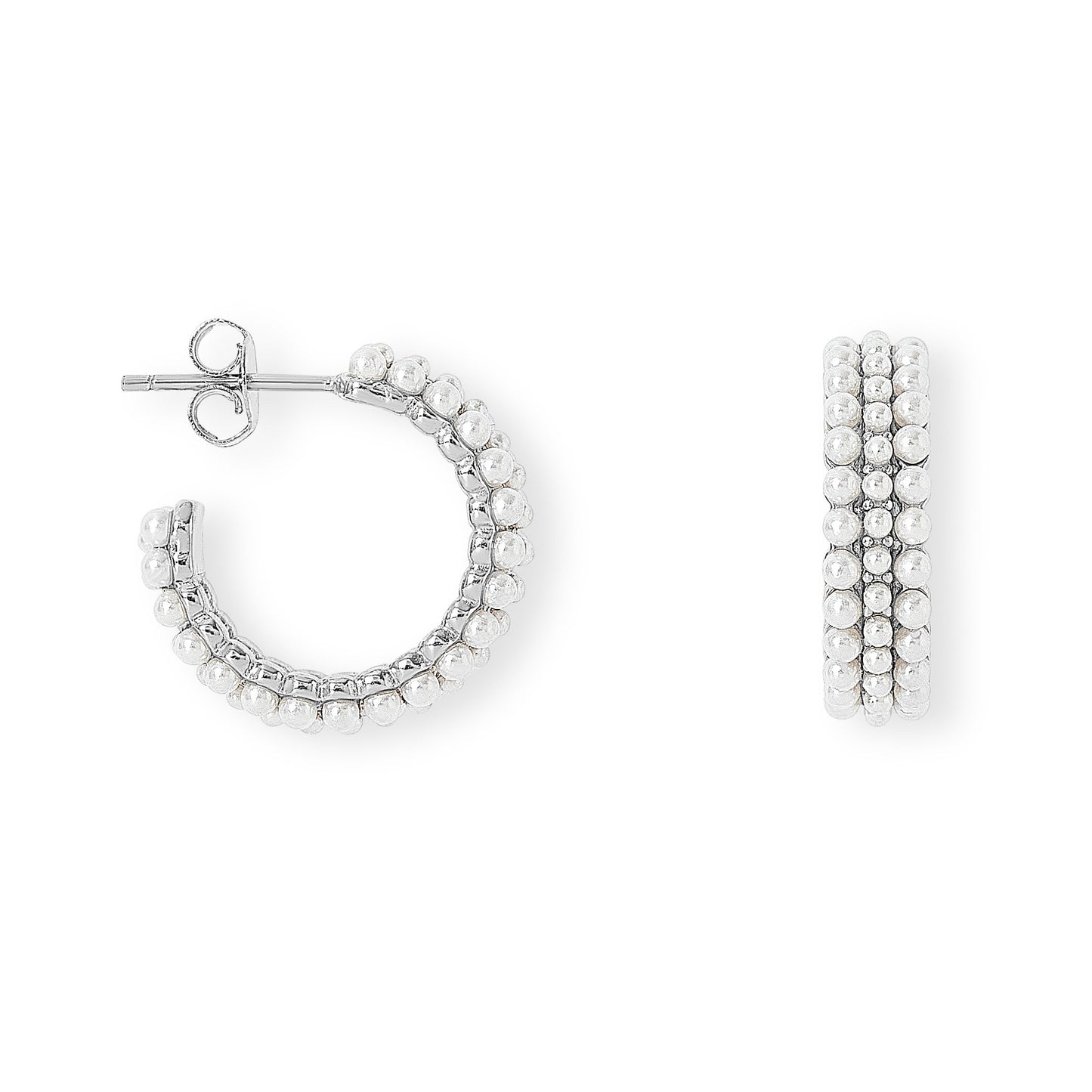Gratia triple mother of pearl hoop earrings set in silver