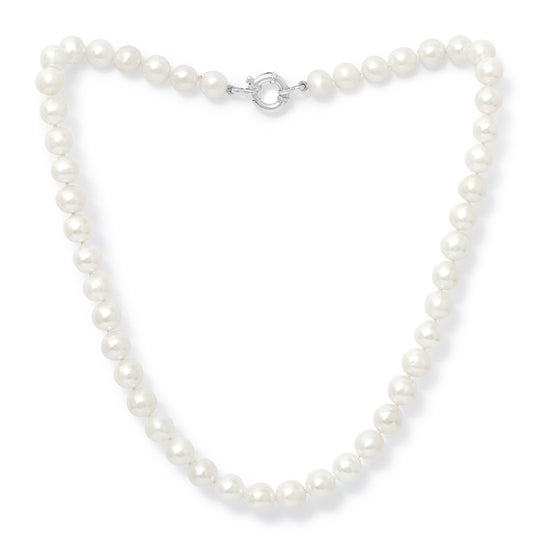 Gratia white cultured freshwater pearl necklace with sterling silver spring clasp
