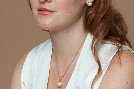 Gratia cultured freshwater pearl golden square stud earrings