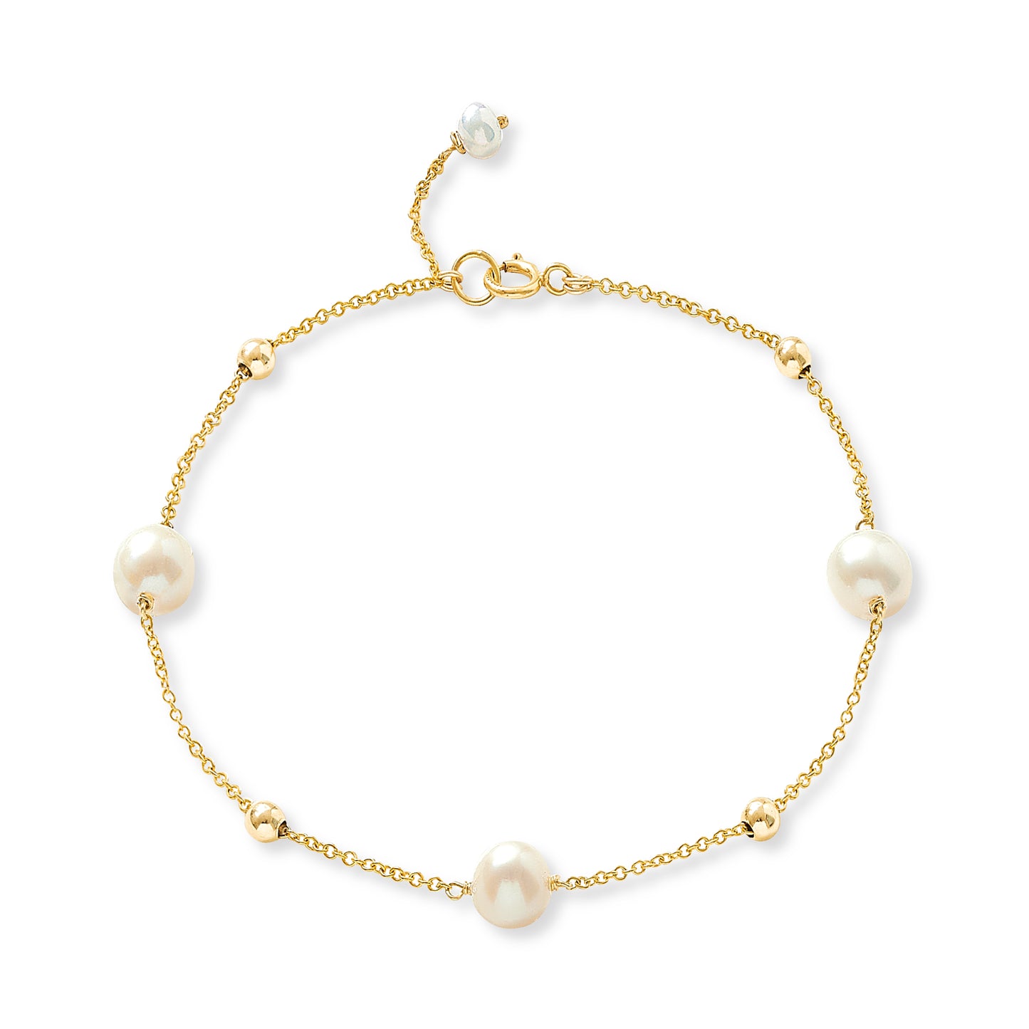 Credo fine chain bracelet with cultured freshwater pearls & gold beads