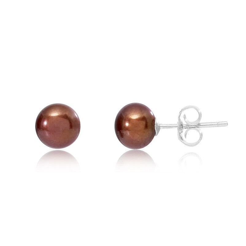Margarita bronze button cultured freshwater pearl stud earrings