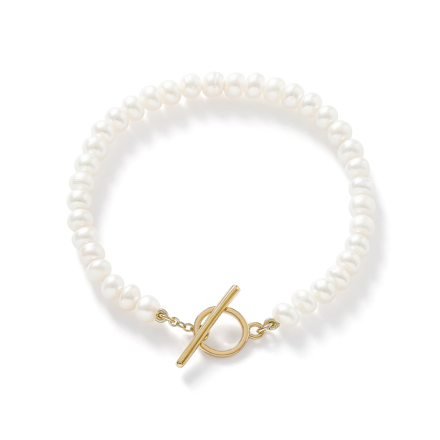 Margarita white button-shaped cultured freshwater pearl bracelet