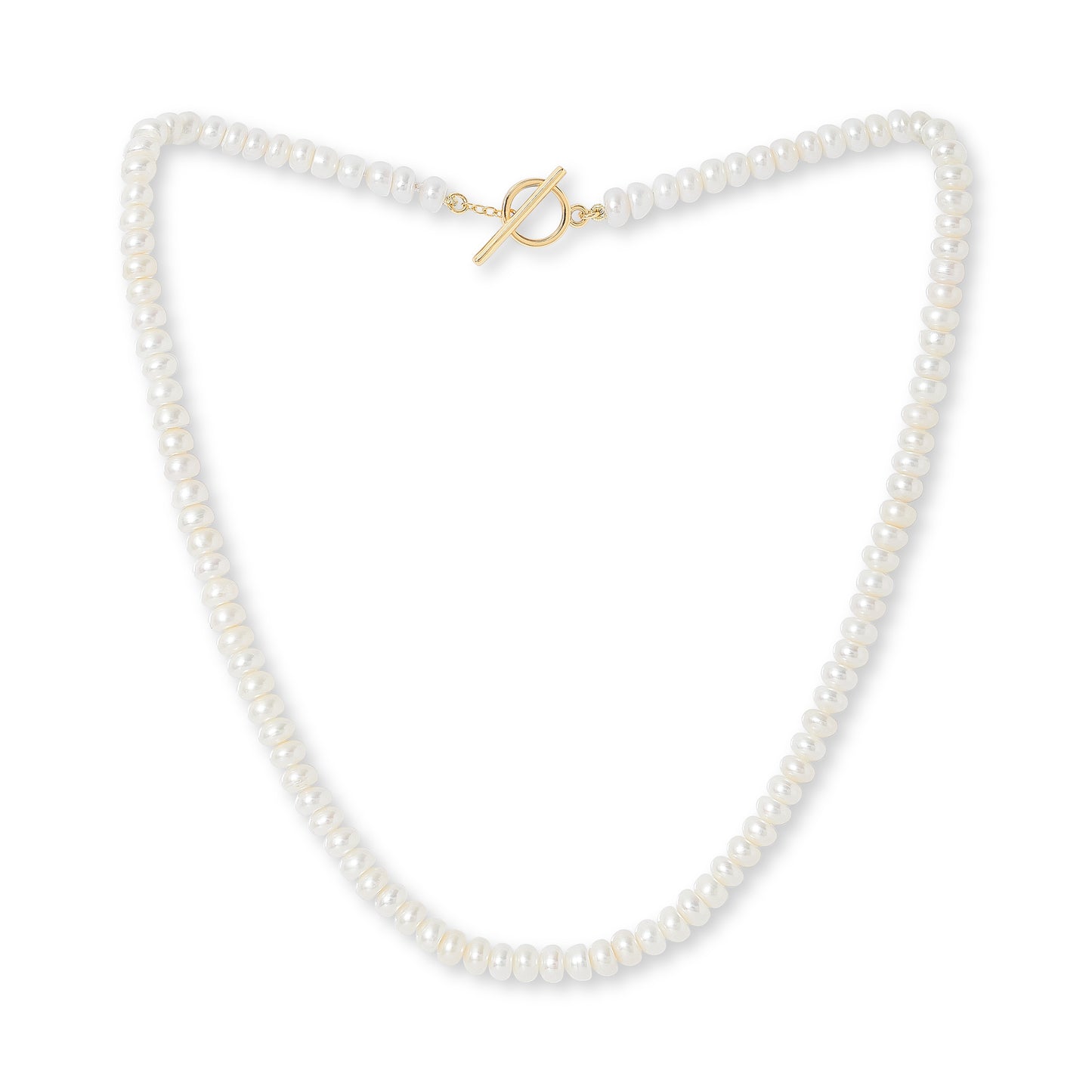 Margarita white button-shaped cultured freshwater pearl necklace
