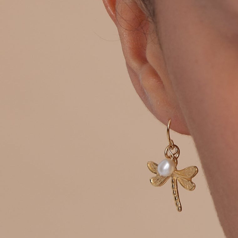 
                  
                    Vita Gold Dragonfly & Cultured Freshwater Pearl Drop Earrings
                  
                