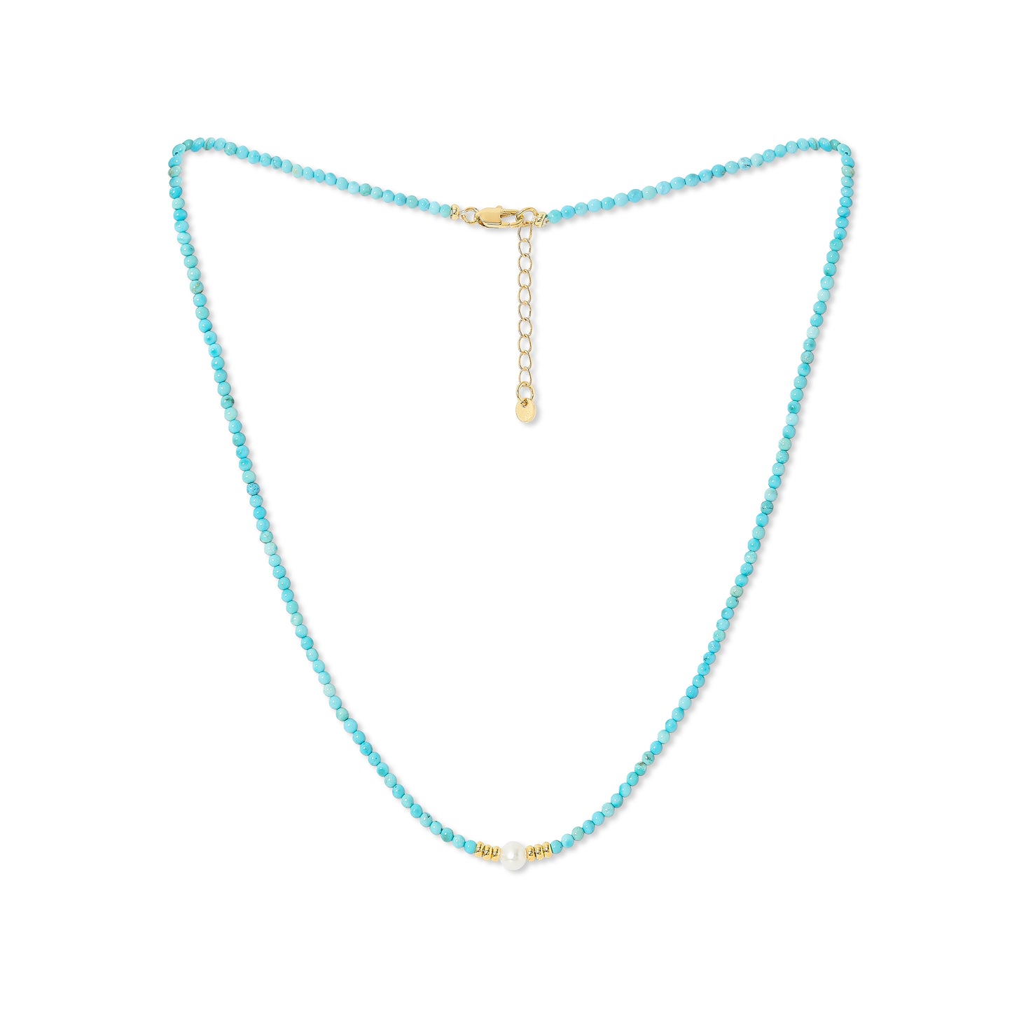 Nova fine dyed turquoise necklace with central cultured freshwater pearl