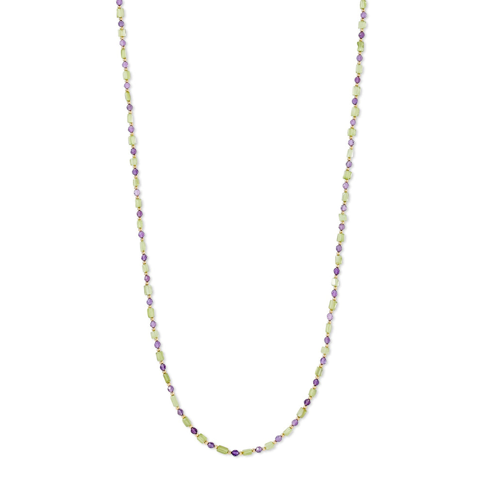 Clara long fine peridot & amethyst necklace