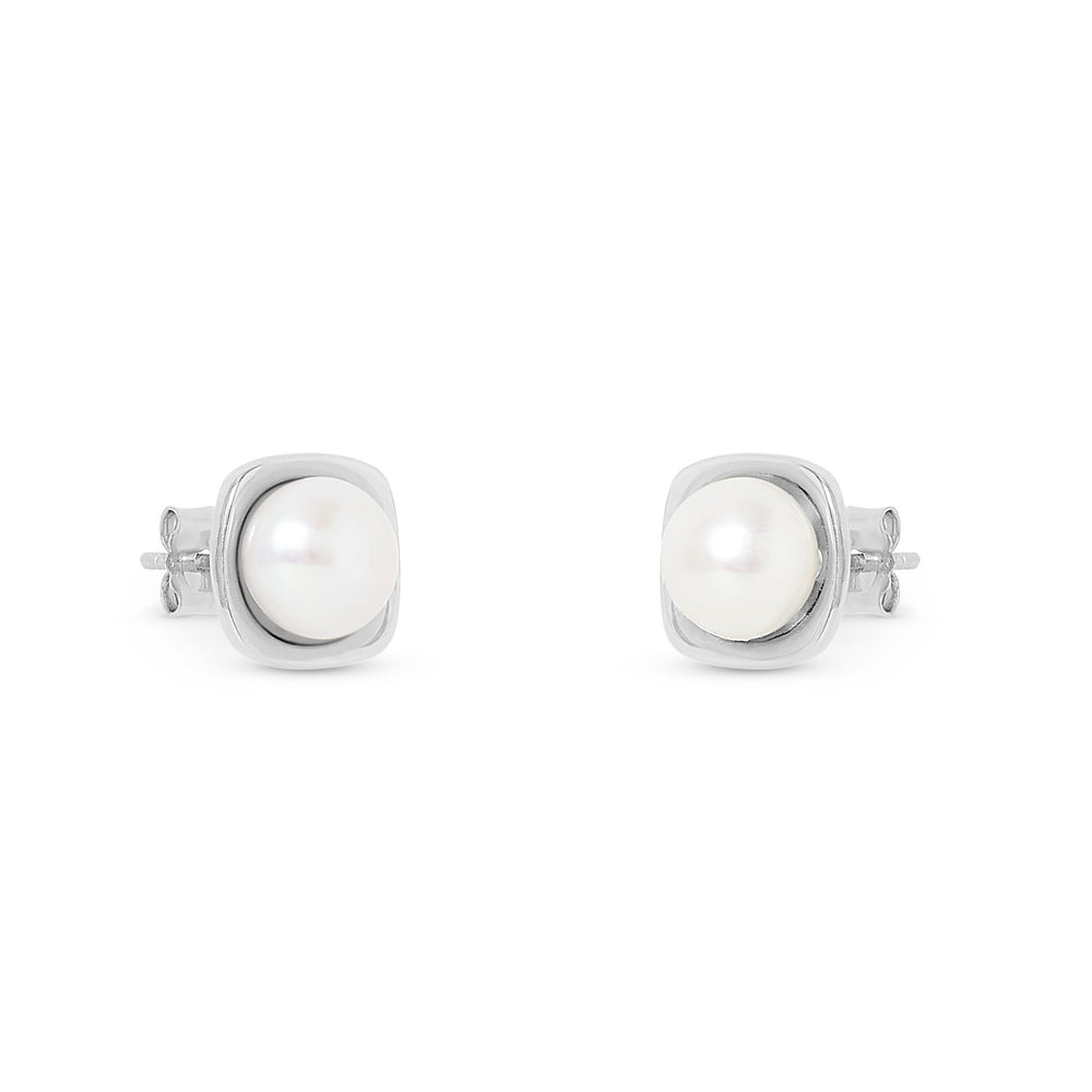 Gratia cultured freshwater pearl silver square stud earrings