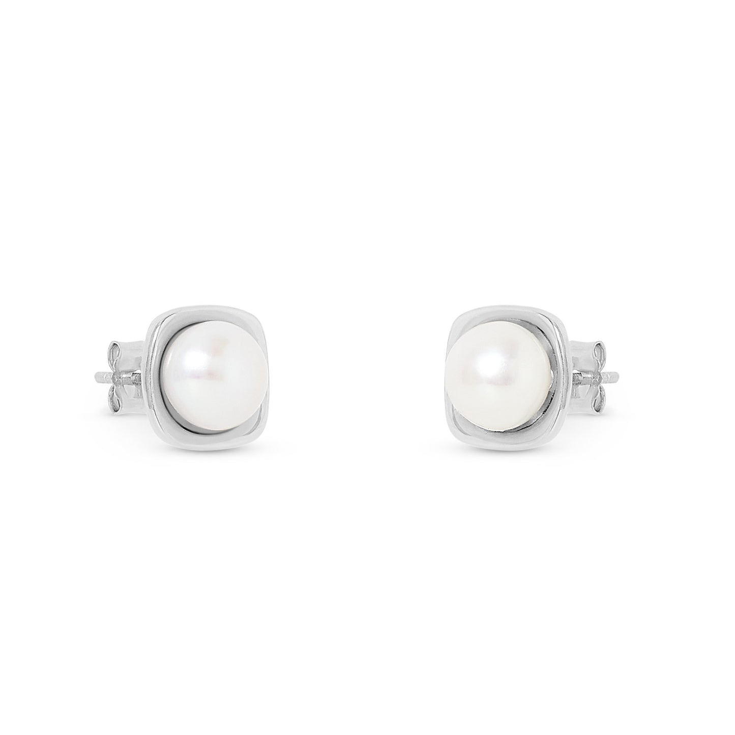 Gratia cultured freshwater pearl silver square stud earrings