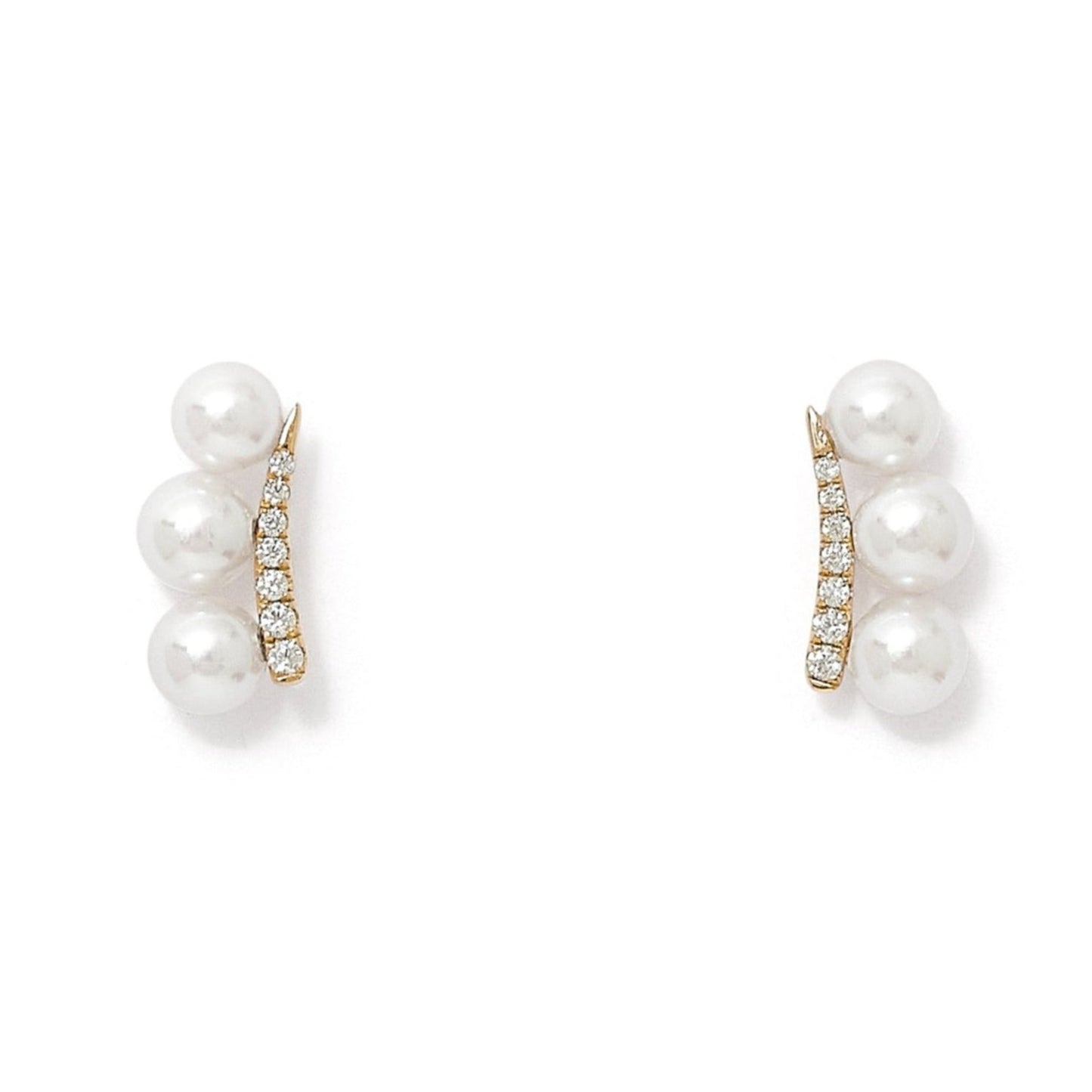 Stella cultured akoya pearl stud earrings with sparkle curve