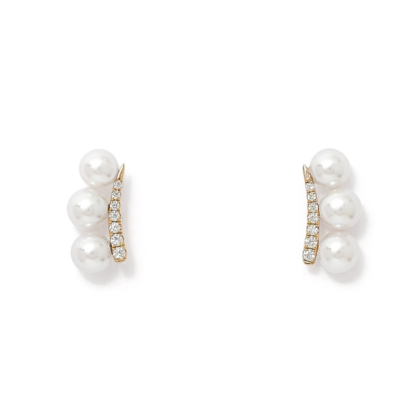Stella cultured akoya pearl stud earrings with sparkle curve