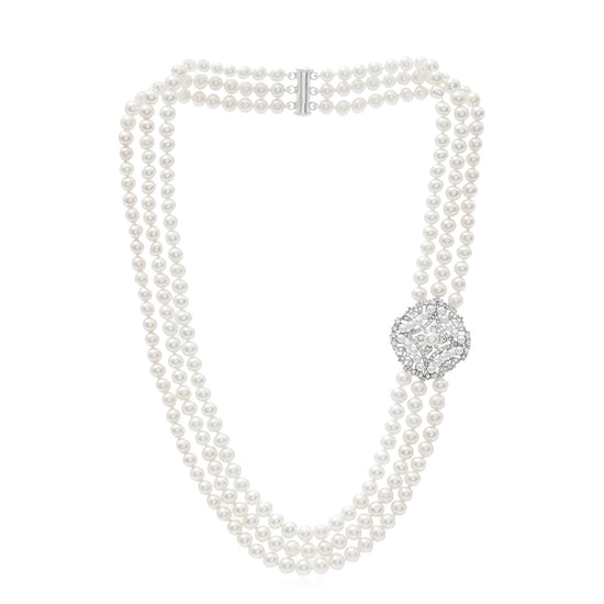 Stella triple strand cultured freshwater pearl necklace with vintage s –  Pearls of the Orient Online