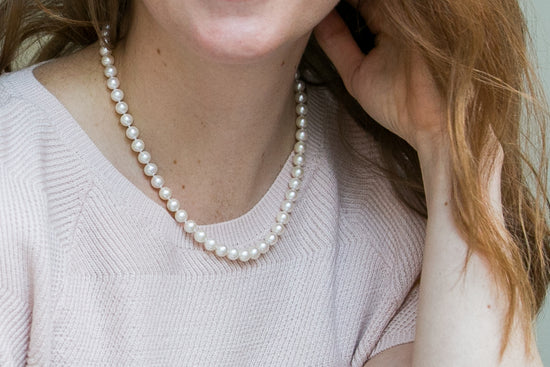 Gratia almost round white cultured freshwater pearl necklace
