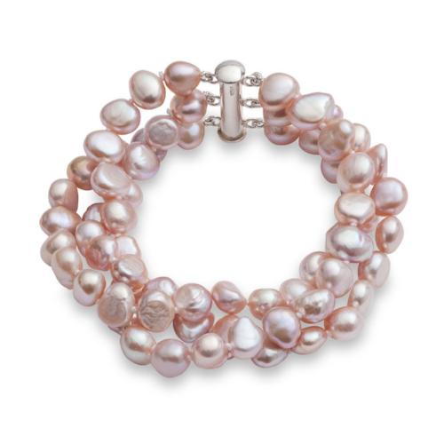Margarita triple strand pink irregular freshwater pearl bracelet