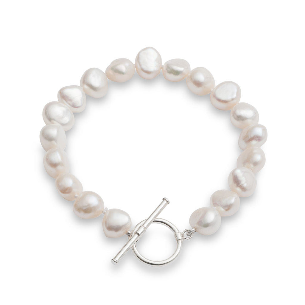 Margarita white freshwater irregular-shaped pearl bracelet