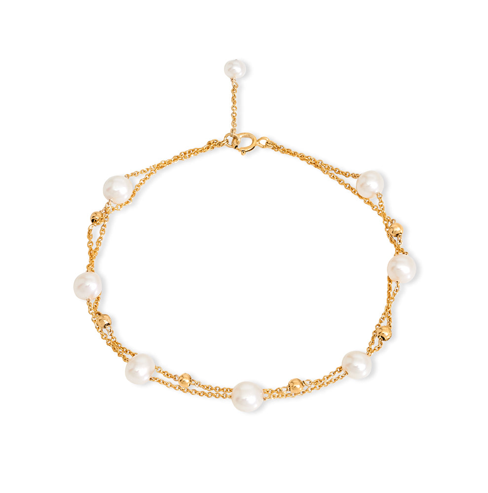 Credo fine double chain bracelet with cultured freshwater pearls – Pearls of the Orient Online