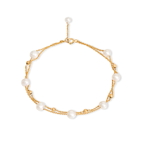 Credo fine double chain bracelet with cultured freshwater pearls