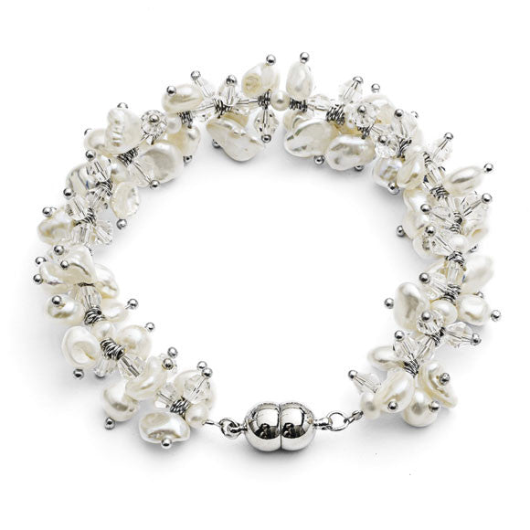 Load image into Gallery viewer, Stella white keishi pearl &amp;amp; crystal bracelet
