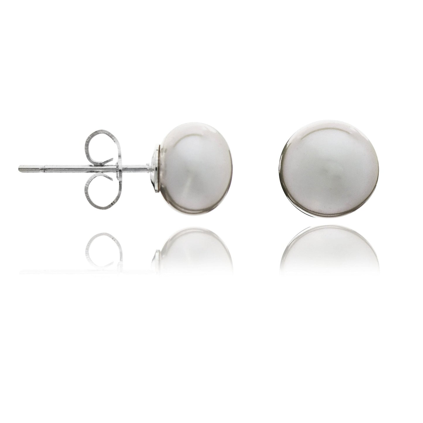 Margarita grey button cultured freshwater pearl studs