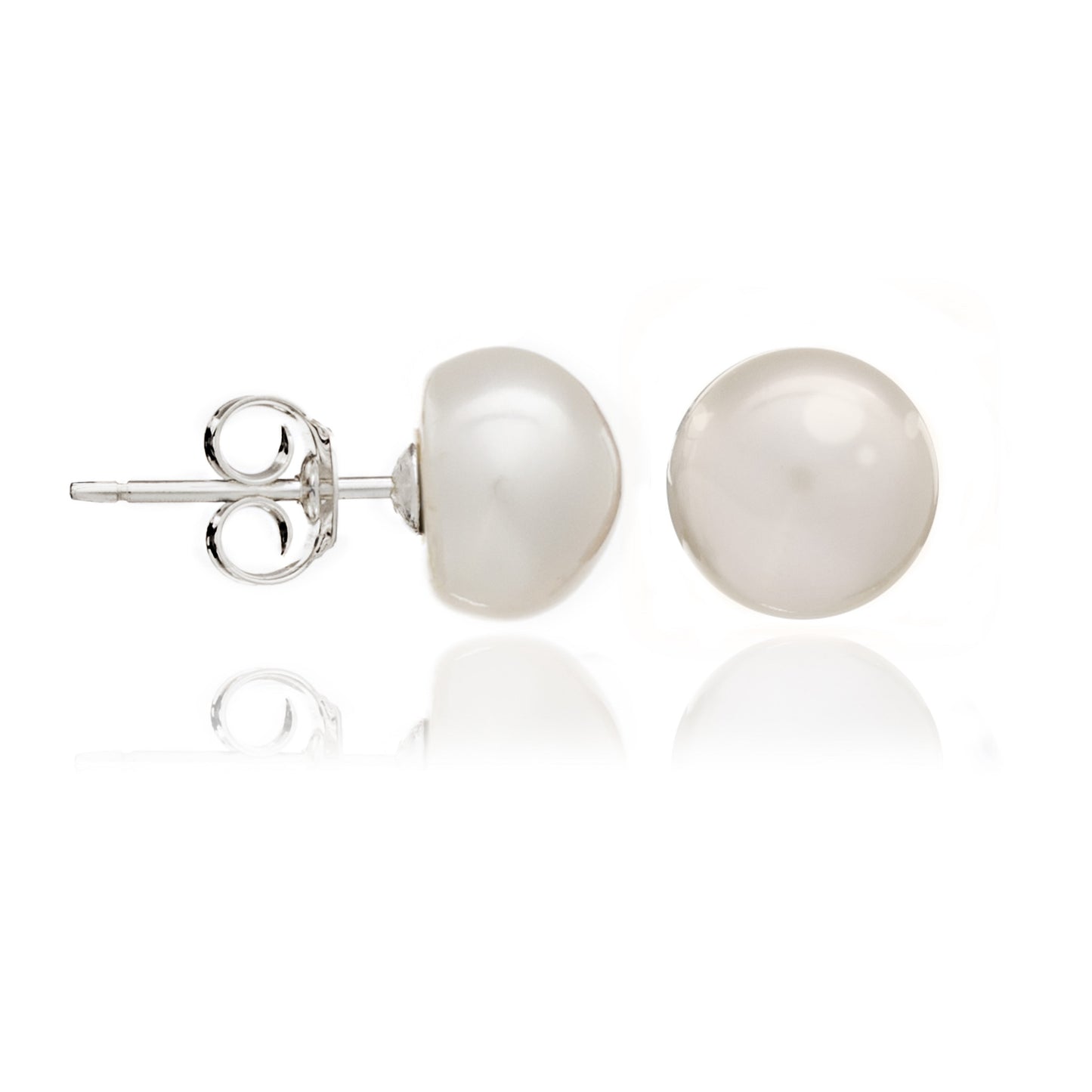 Load image into Gallery viewer, Margarita white button cultured freshwater pearl stud earrings
