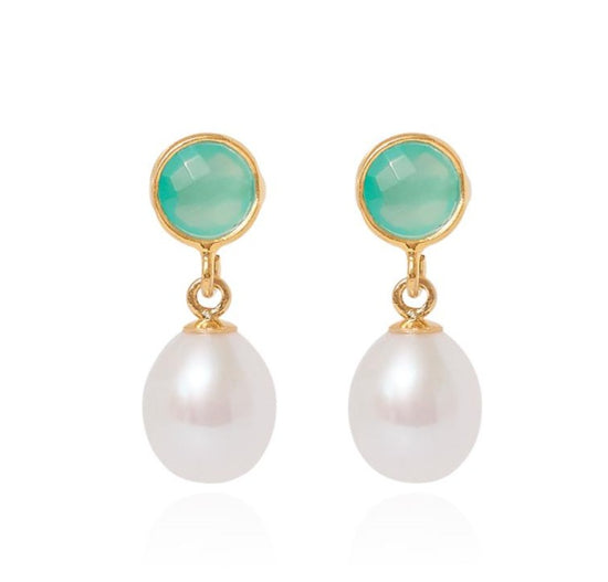 Clara cerulean & cultured freshwater pearl drop earrings