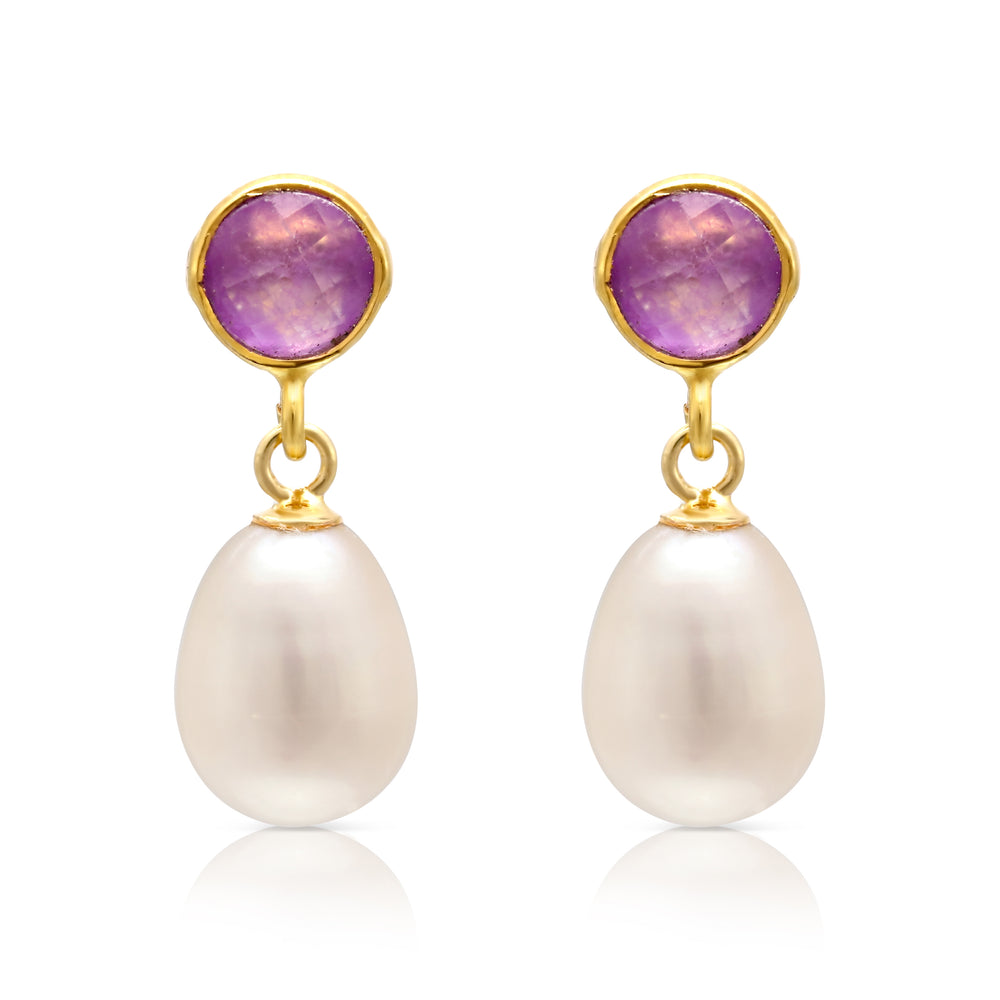 
                  
                    Clara lavender chalcedony & cultured freshwater pearl drop earrings
                  
                