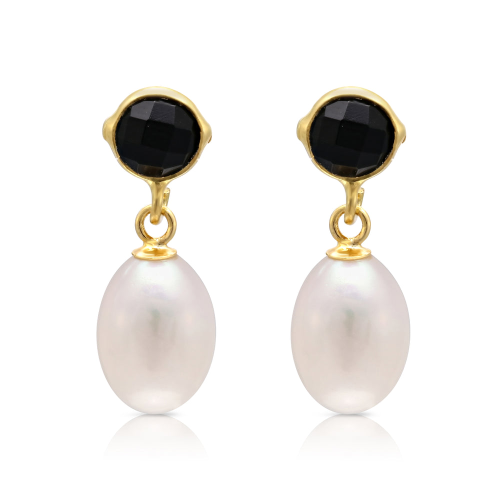 Pearl Drop Black Spinel Drop Earrings Clara Spinel Cultured