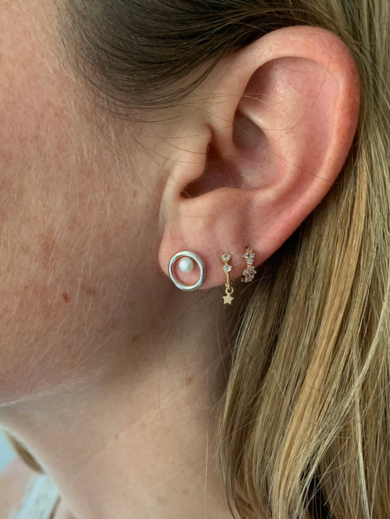 Credo silver circle studs with cultured freshwater pearls