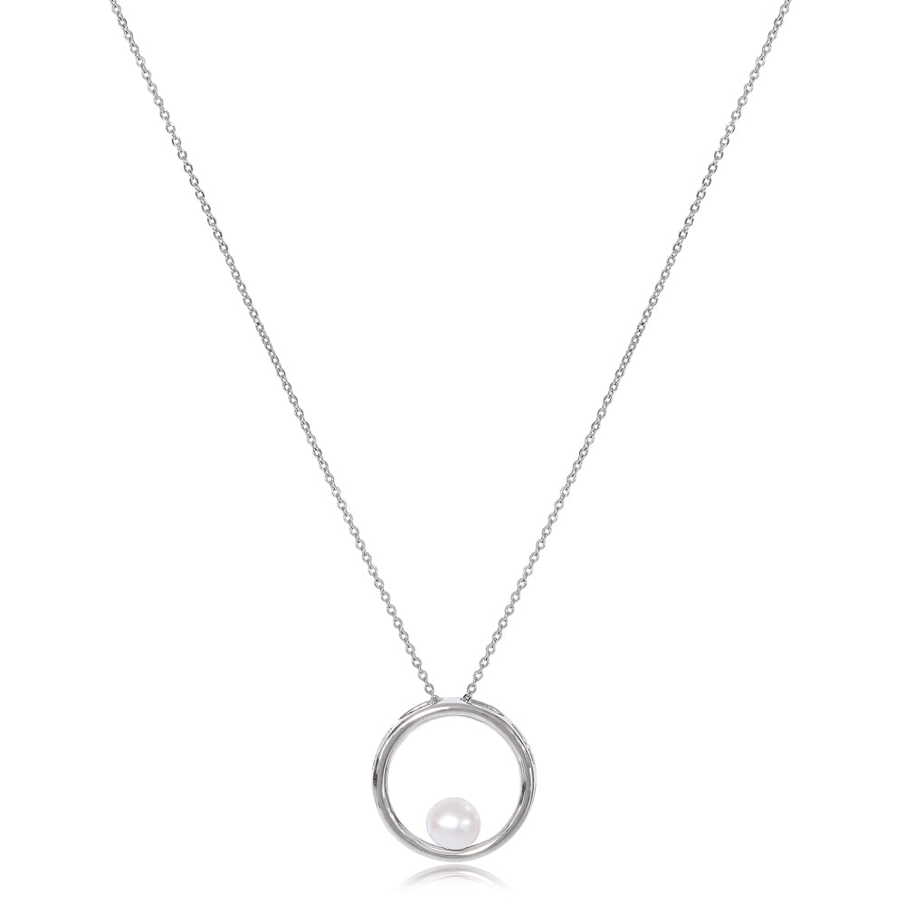 Credo silver circle pendant with cultured freshwater pearl