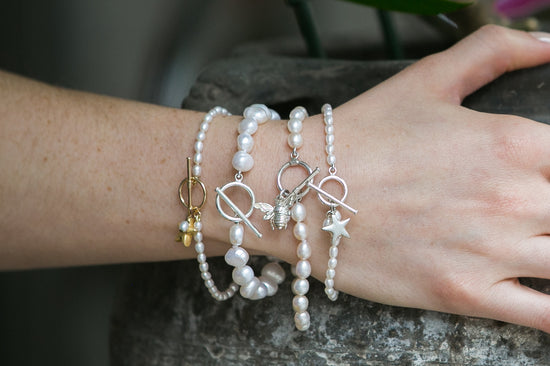 Margarita white freshwater irregular-shaped pearl bracelet