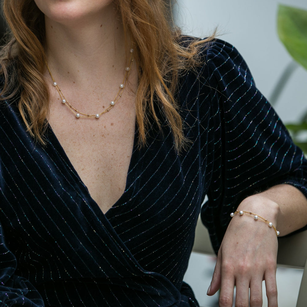 
                  
                    Credo fine double chain necklace with cultured freshwater pearls
                  
                