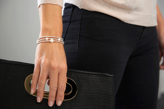 Load image into Gallery viewer, Credo Silver Bracelet With Cultured Freshwater Pearls
