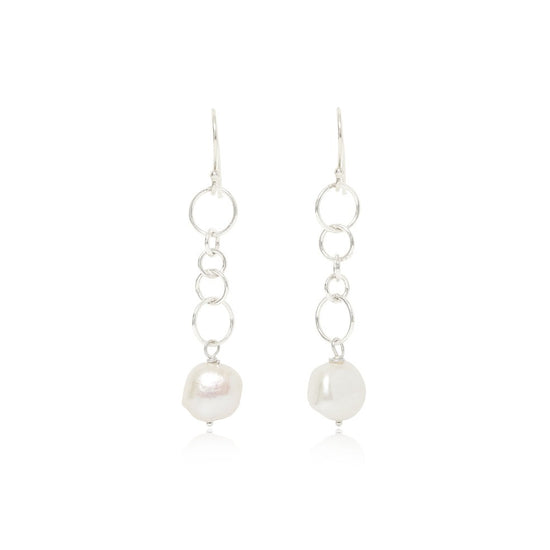 Load image into Gallery viewer, Decus baroque cultured freshwater pearl drop earrings on chunky silver chain
