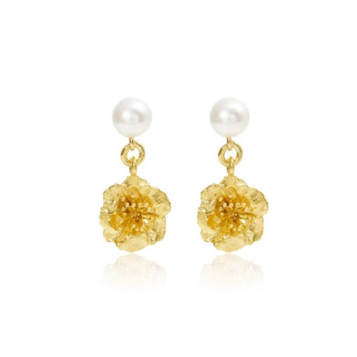 Vita Gold Cherry Blossom & Cultured Freshwater Pearl Earrings