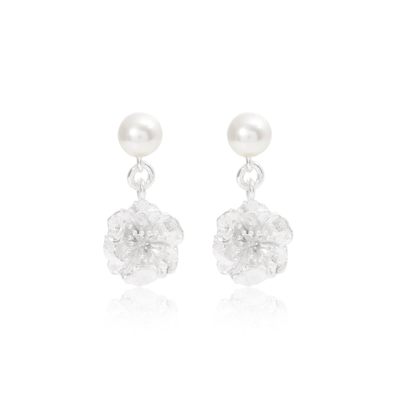 Load image into Gallery viewer, Vita Silver Cherry Blossom &amp;amp; Cultured Freshwater Pearl Drop Earrings
