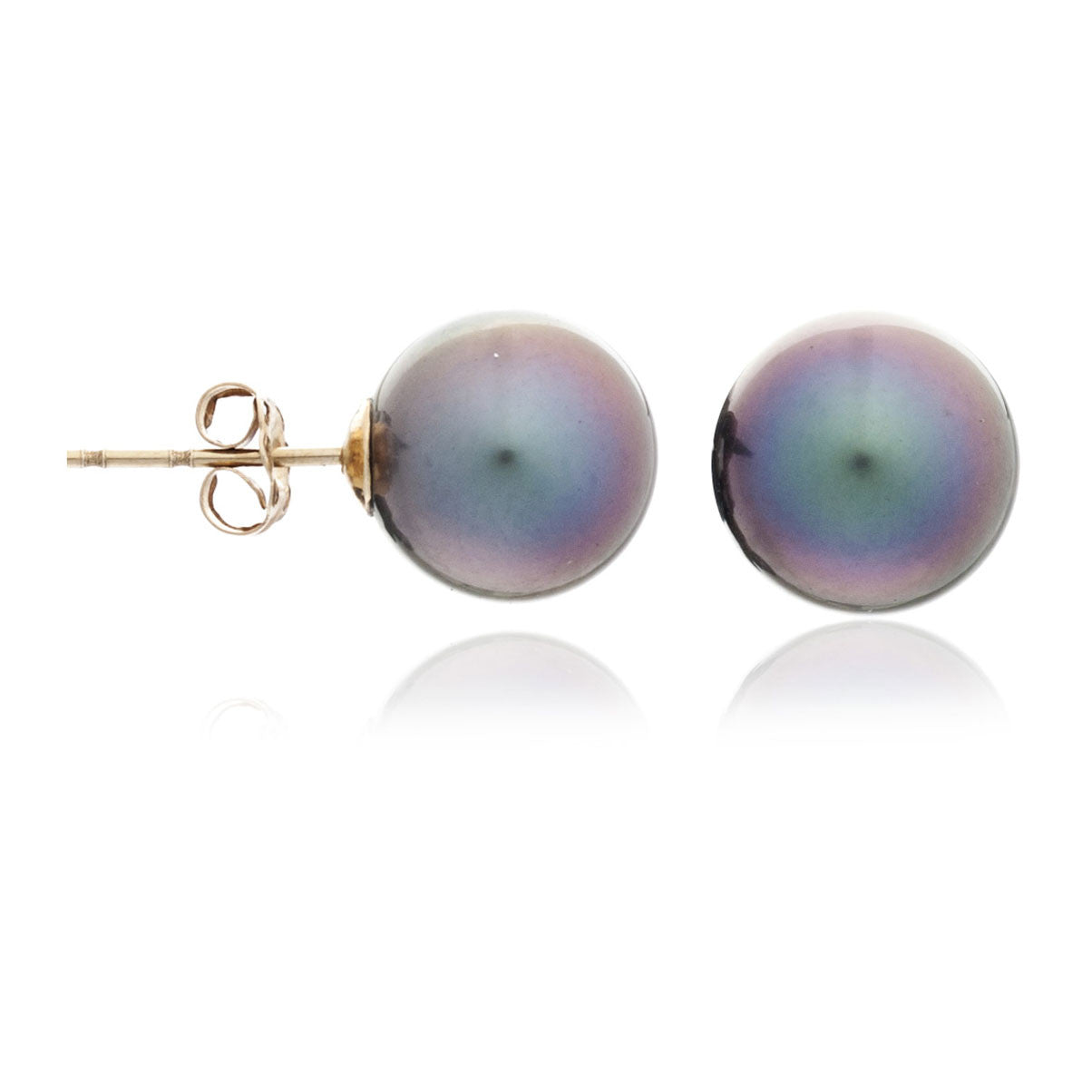 Margarita Tahitian black cultured pearl studs on 14kt gold posts