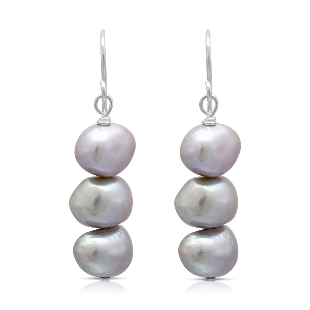 
                  
                    Margarita silver grey irregular cultured freshwater pearl drop earrings
                  
                